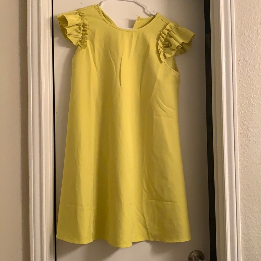 Lime green ruffle sleeve dress